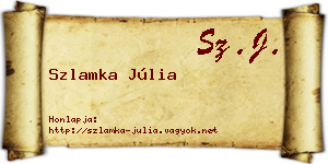 Szlamka Júlia névjegykártya